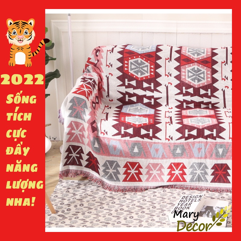 (1.8*2.3m&amp;2.3*2.75m) Khăn phủ ghế sofa vintage rực rỡ mùa lễ hội phong cách Mỹ Sturrage PS03