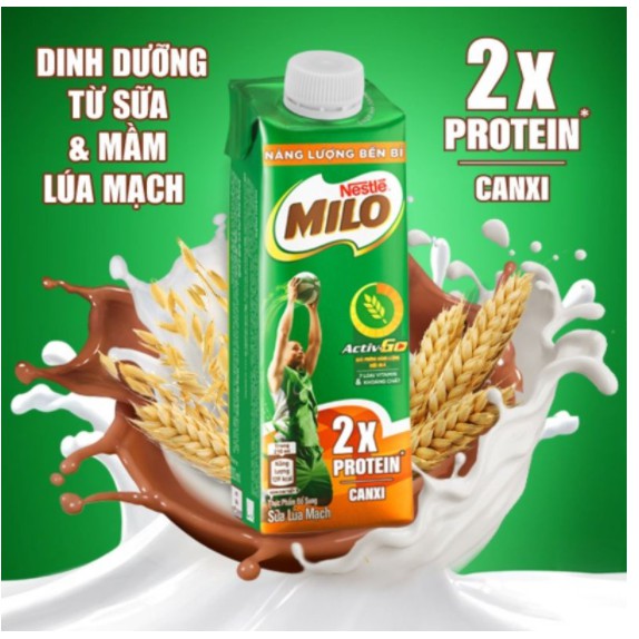 Sữa lúa mạch Nestlé® MILO® Teen Protein Canxi thùng 24 hộp x 210 ml (24x210ml)