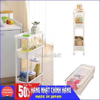 Kệ để đồ nhà bếp 3 tầng cao cấp có bánh xe Hàng Nhập Khẩu Từ Nhật