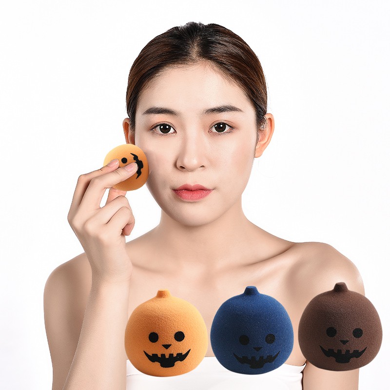 MAANGE (Hàng Mới Về) Set 3 Mút Trang Điểm Khô Và Ướt Hình Quả Bí Ngô Phong Cách Halloween