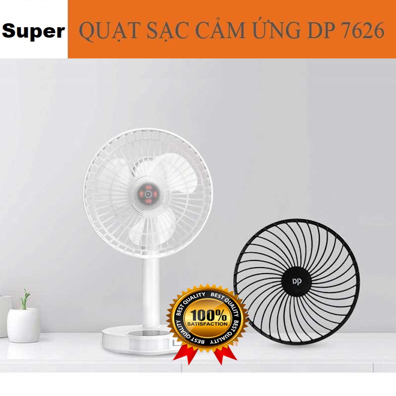 [Mã 252ELSALE hoàn 7% đơn 300K] QUẠT SẠC ĐIỆN CẢM ỨNG CÓ ĐÈN LED DP 7626