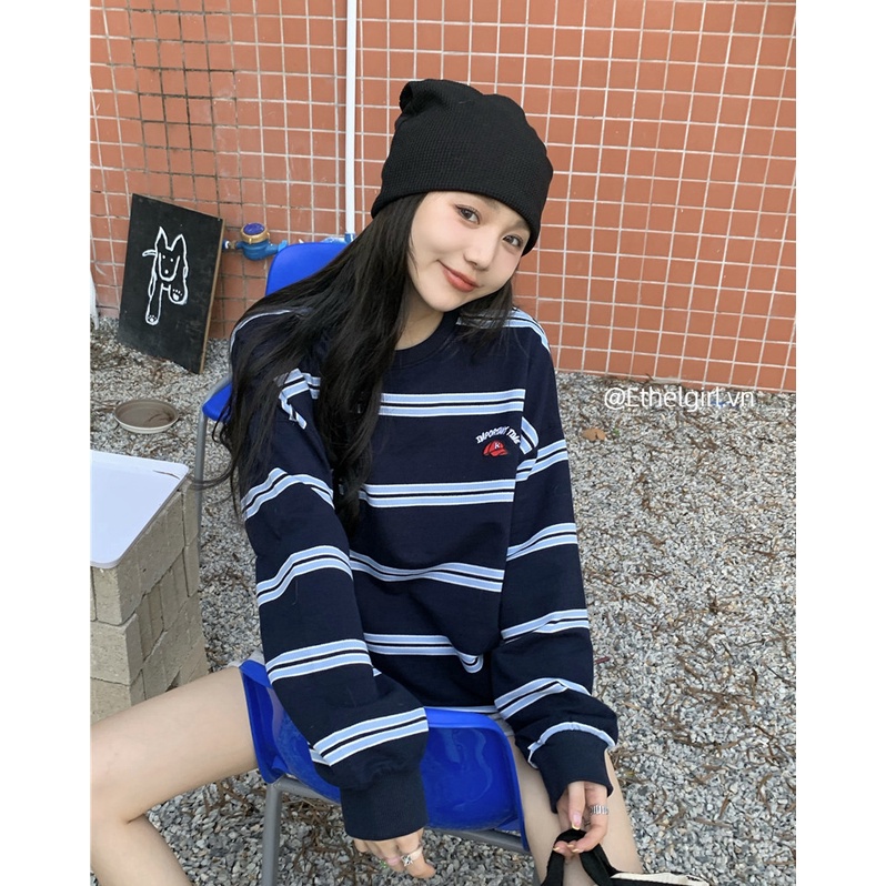 Áo Thun Nữ Tay Dài Kẻ Sọc Thời Trang Hàn Quốc