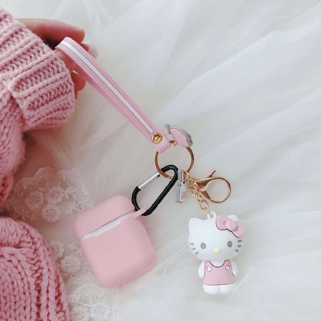 Vỏ bảo vệ hộp sạc tai nghe họa tiết hoạt hình kèm mặt treo trang trí thích hợp cho Airpods 1/ 2/ pro