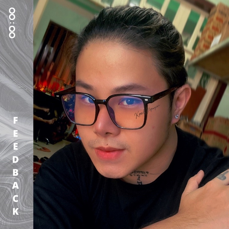 Gọng kính nam nữ THE88 nhựa dẻo dáng vuông to giả cận tròng 0 độ chống ánh sáng xanh KC46