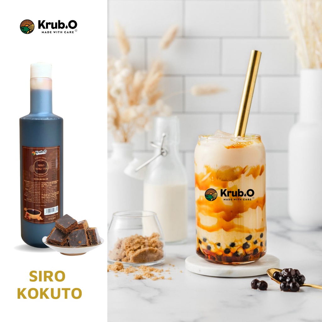 Siro Kokuto Krub.O nguyên liệu pha chế trà sữa đồ uống trà hoa quả cà phê chai 650ml