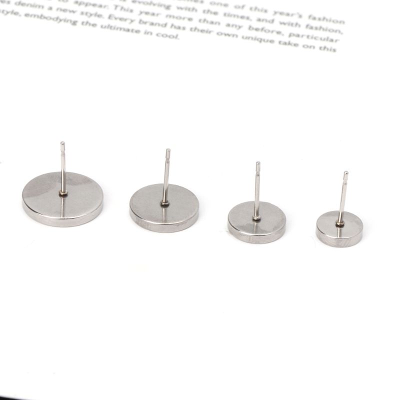 Set 10 Khuyên Tai Tròn Mặt Kính Cabochon Bằng Kim Loại DIY