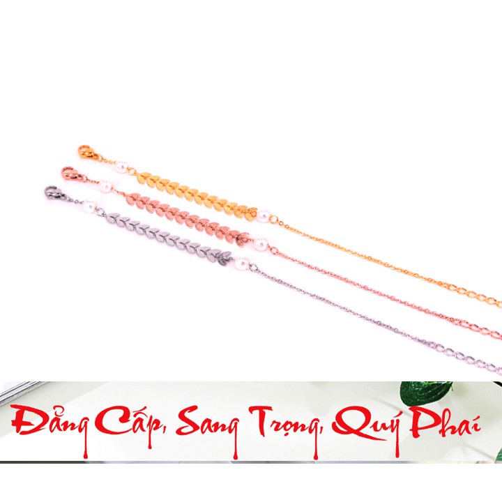 Lắc tay nữ titan kiểu chiếc lá siêu đẹp, bền màu, hợp thời trang, dễ phối đồ