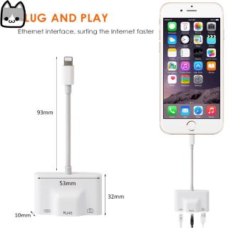 Lightning to RJ45 Ethernet Adapter LAN Wired Network Cable USB Camera Reader Adapter with Charing Port