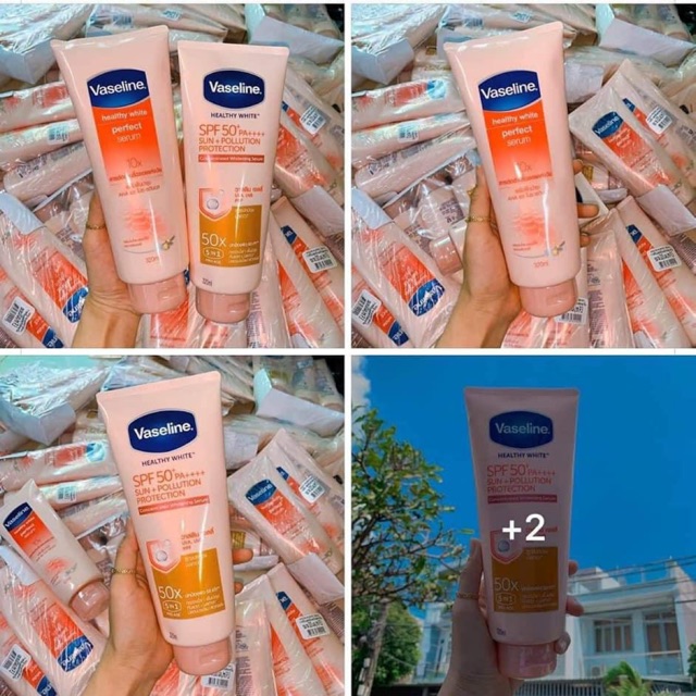 kem dưỡng trắng da vaseline 10x/50x 320ml