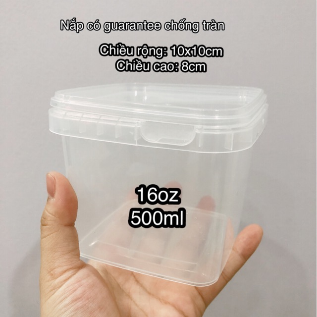 Hũ nhựa nắp chống tràn - 16oz (500ml) (nắp guarantee)