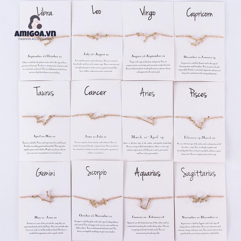 Vòng Tay Hợp Kim Đính Đá Hình 12 Chòm Sao Thời Trang