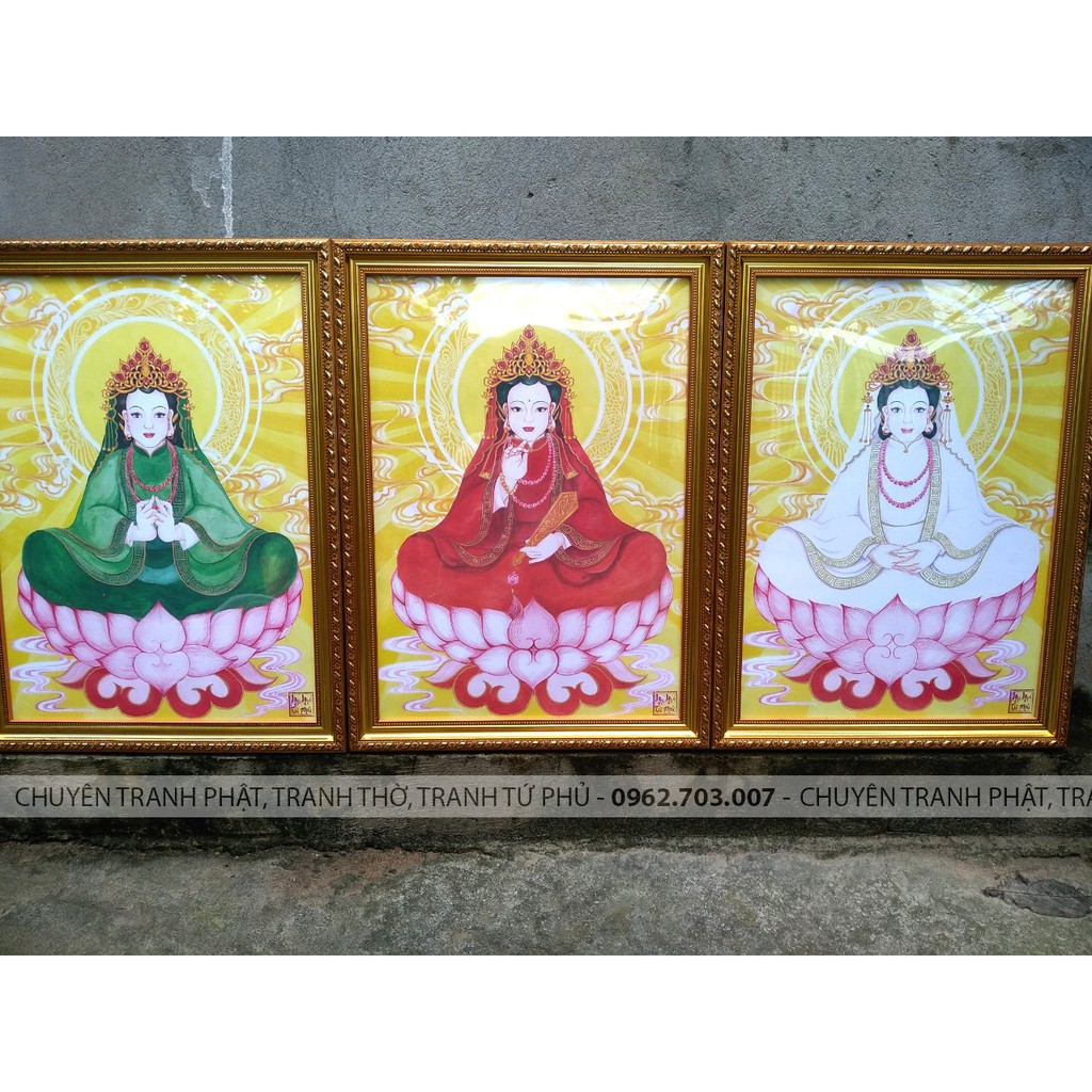 Tranh tam tòa thánh mẫu khung composite 35x47cm (tranh tứ phủ)