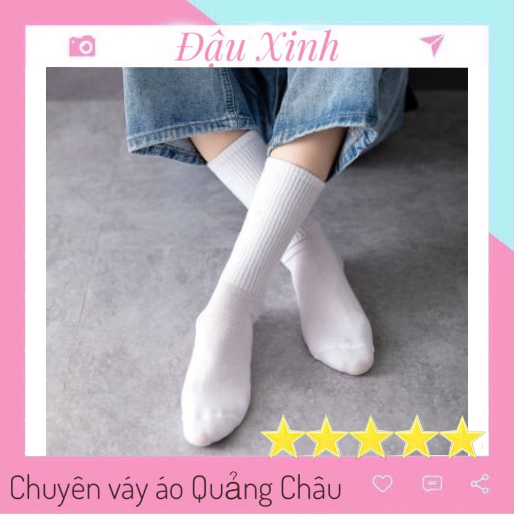 Tất Unisex nam nữ cổ cao màu trơn - 500