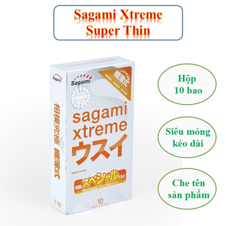 Bao cao su siêu mỏng Sagami Xtreme Super Thin/ bao cao su chất liệu cao su thiên nhiên siêu co dãn, siêu mỏng