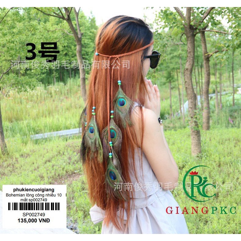 Cài tóc bohemian lông công sp002749 giangpkc