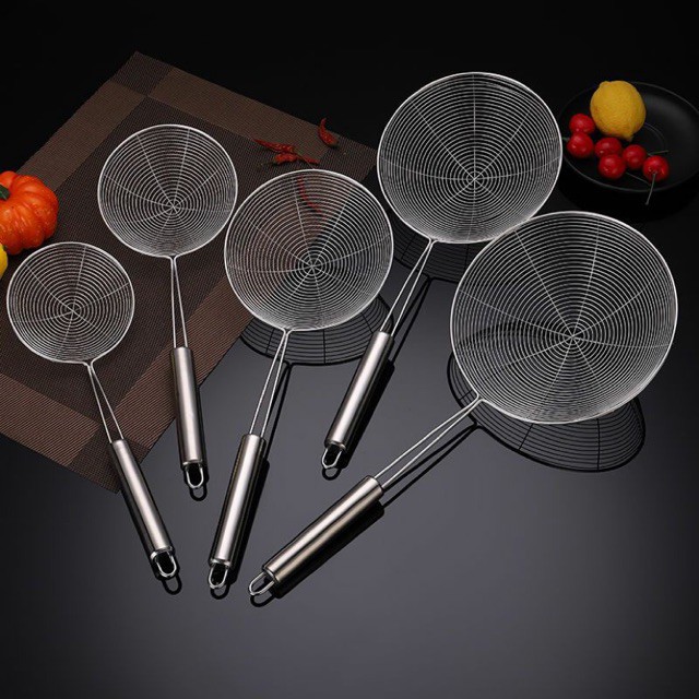 Vợt lẩu vòng, Vợt thủng cán inox, chao inox cán vòng- nhiều kích cỡ