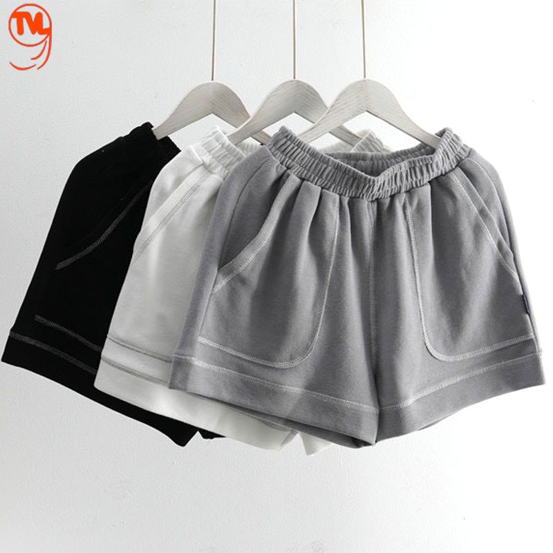 Quần short nữ may chỉ nổi TVL1999, Quần đùi nữ da cá cạp chun ống rộng chất cotton thoáng mát thoải mái cho người mặc