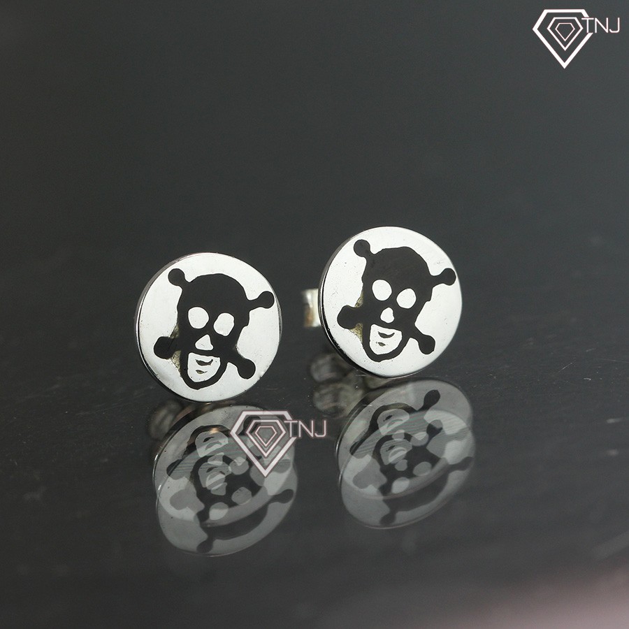 Bông tai nam Khuyên tai nam bạc tròn hình đầu lâu BTA0002 Trang Sức TNJ