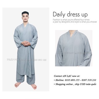 Áo tràng Phật tử cho nam hàng đẹp vải thoáng mát có size to đến 85kg