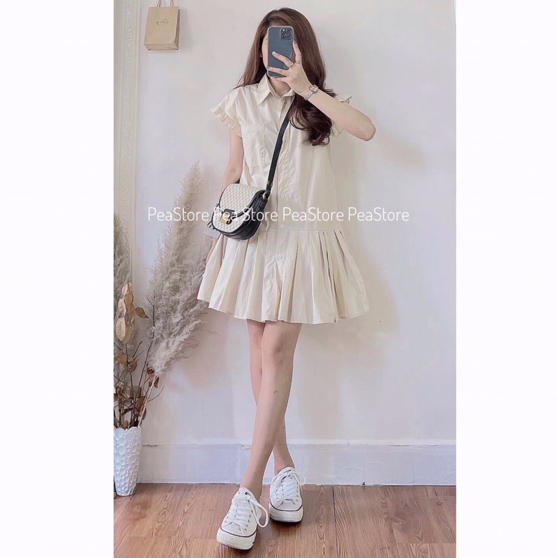 Váy sơ mi tay bèo xếp ly đuôi cá [Ảnh thật/Sẵn] | BigBuy360 - bigbuy360.vn