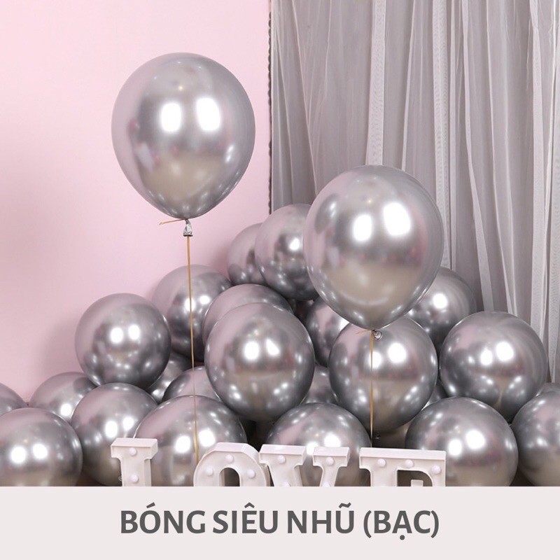 Set 30 bóng siêu nhũ mạ chrome trang trí sinh nhật, trang trí phòng cưới