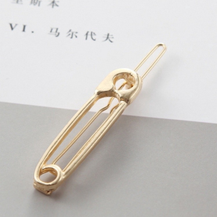 Minimalist Hollow Creative Metal Pin Shape Hairpin Side Clip Girl Hair Accessories