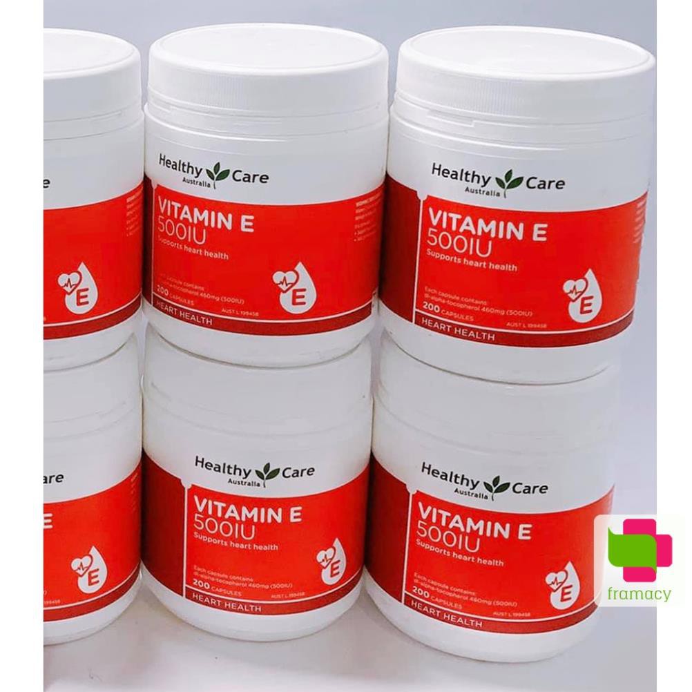 Viên uống Healthy Care Vitamin E 500IU, Úc (200v) hỗ trợ tái tạo, làm đẹp da và tóc cho người từ 12 tuổi | BigBuy360 - bigbuy360.vn