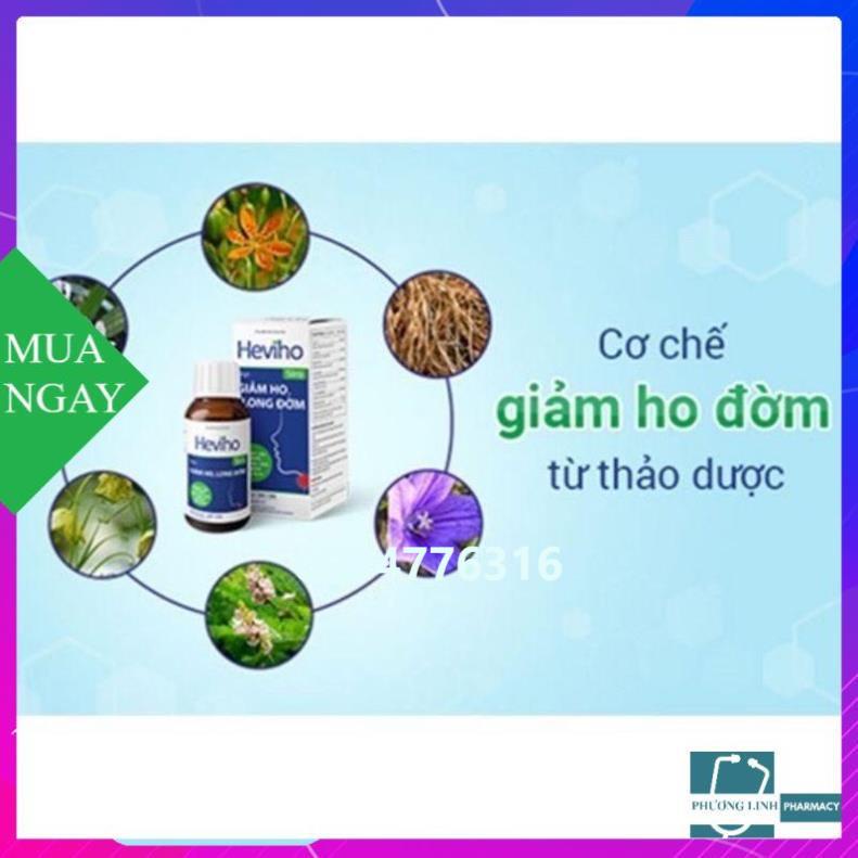 Siro Heviho hỗ trợ giảm ho, đau rát họng, long đờm, chai 100ml