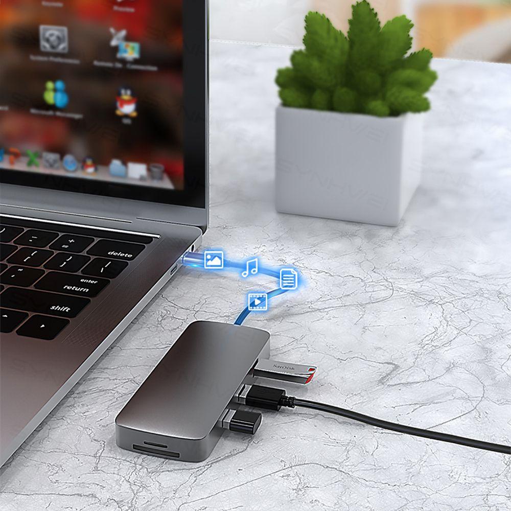 BEBETTERM Đế Sạc USB C HUB 10 Trong 1 TF RJ45 4K HDMI Cho Laptop PC