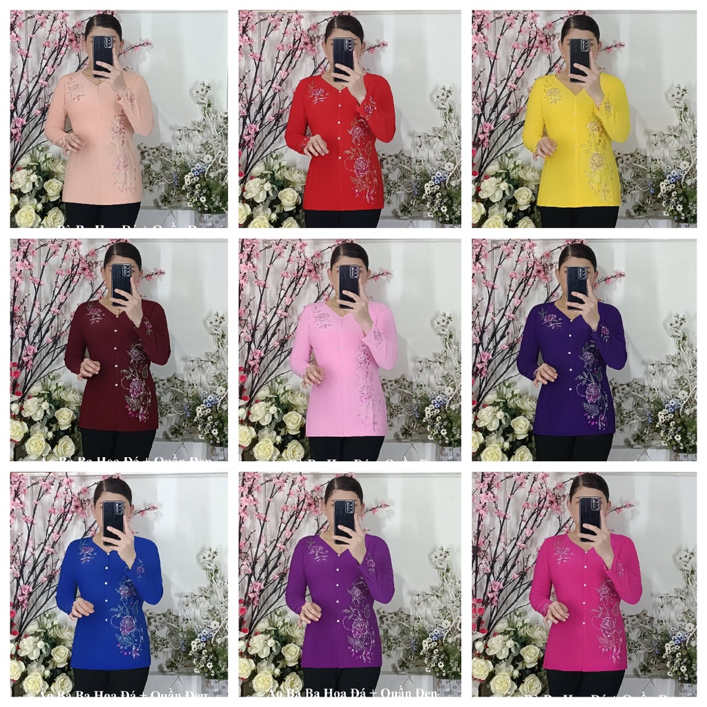 Áo Bà Ba Hoa Đá - Không Quần - Mã HH