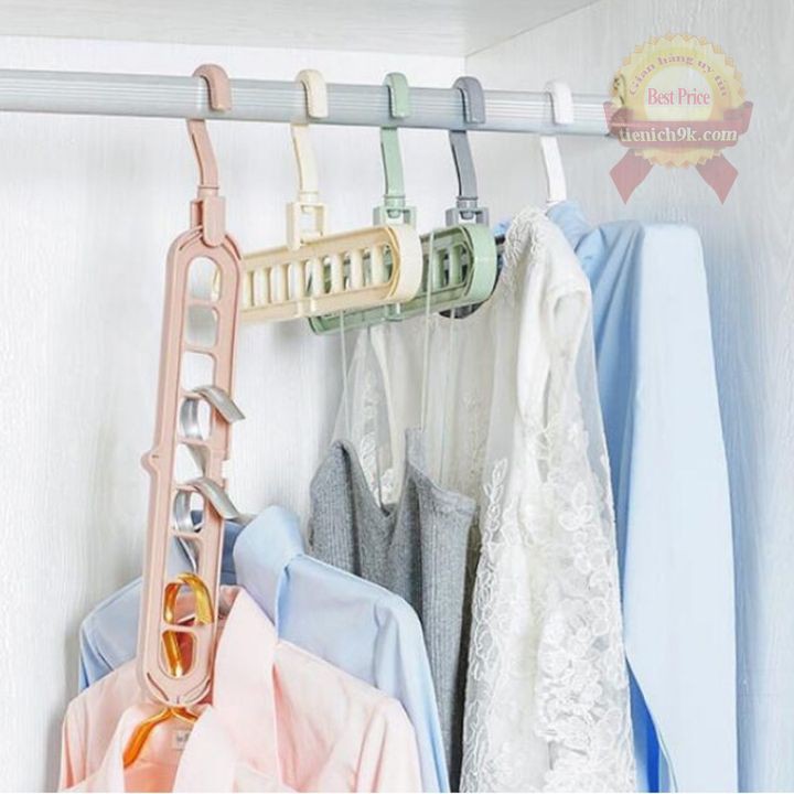 Móc đa năng xoay 360 độ 9 lỗ treo quần áo cà vạt nơ tiết kiệm diện tích