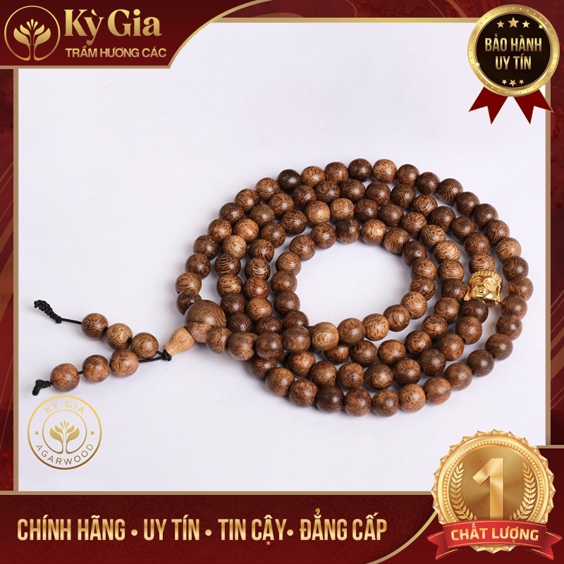Vòng Tay Trầm Hương Kỳ Gia 108 Hạt Mix Charm Lợn Đại Cát