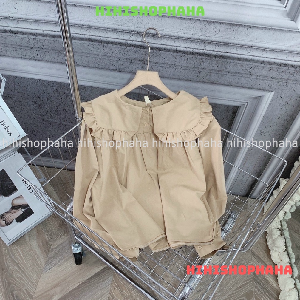 Áo babydoll tay bèo tiểu thư viền bèo xinh hàng QCCC A0008 kaca hihishophaha