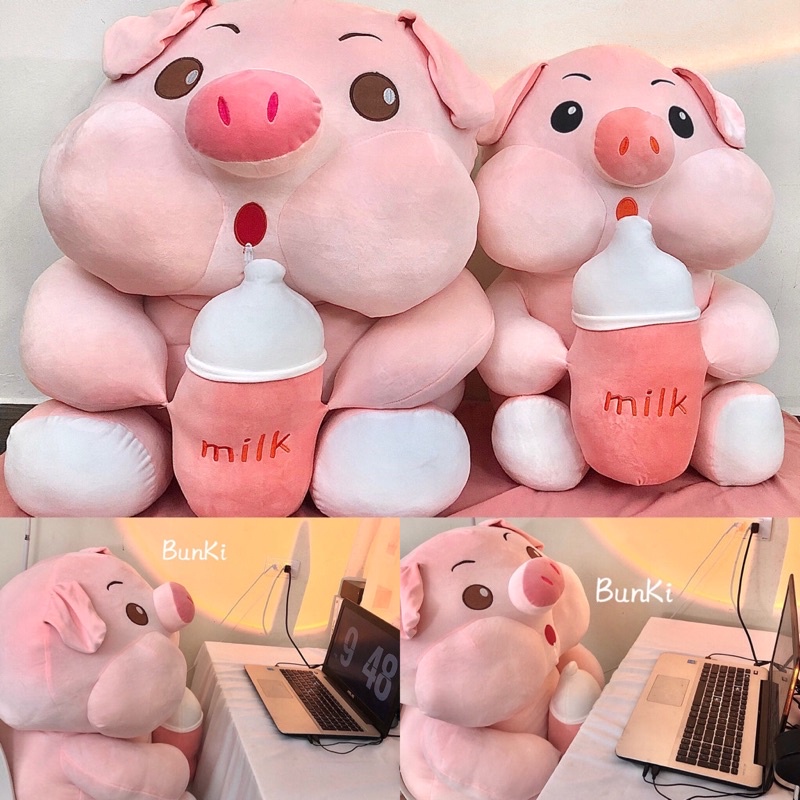GẤU BÔNG HEO BÔNG TRÀ SỮA 70CM CAO CẤP BUNKI
