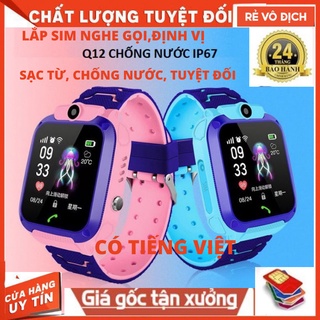 Đồng hồ thông minh trẻ em q12 lắp sim nghe gọi 2 chiều,nhắn tin, định vị lbs, chống nước ip67, cuộc goi sos khẩn cấp