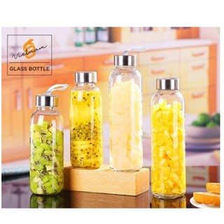 Bình detox thủy tinh nắp inox - Bình nước thủy tinh có quai xách