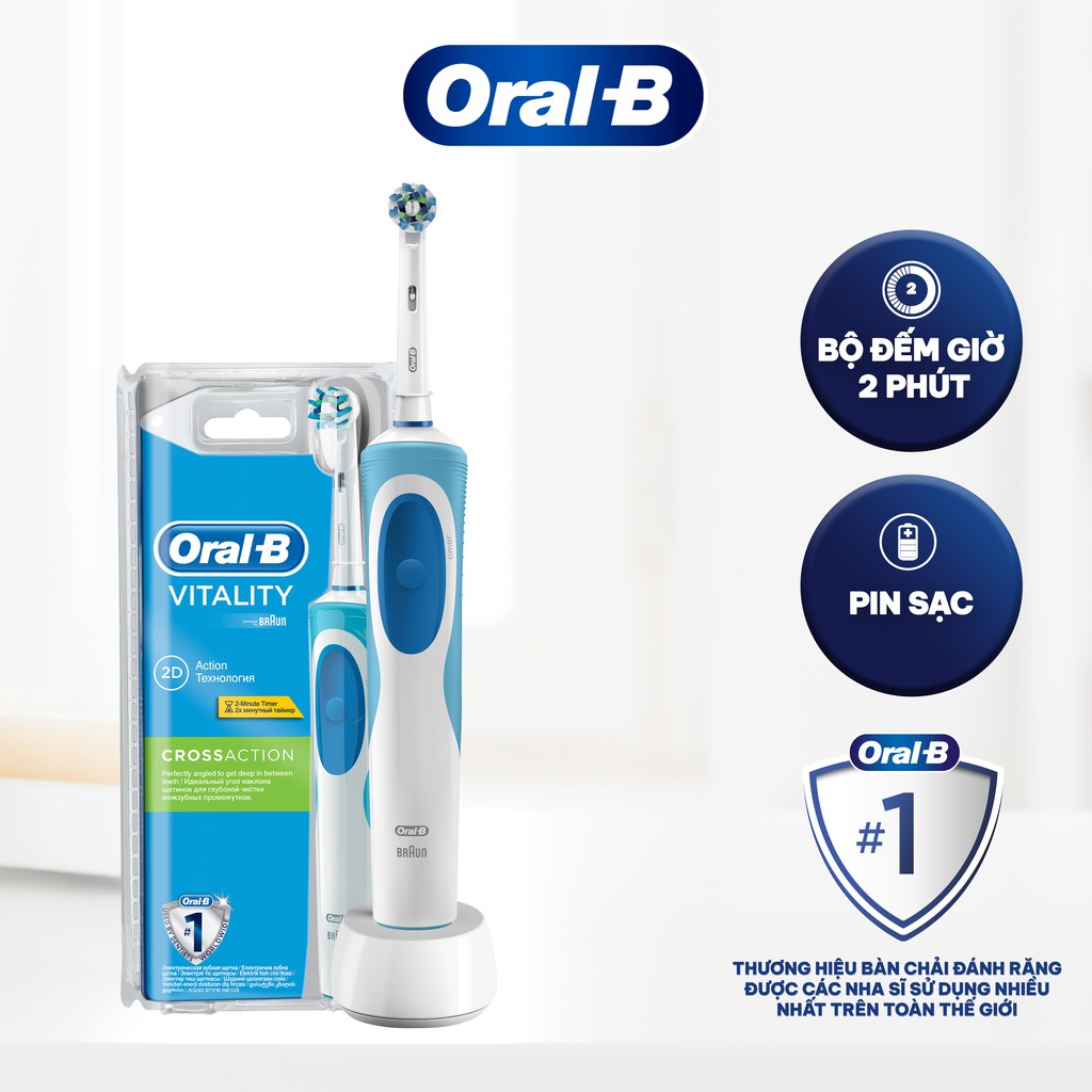 Bàn chải điện Oral-B Vitality CrossAction loại bỏ thêm đến 100% mảng bám