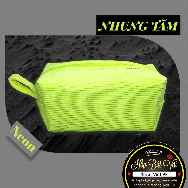 Hộp bút vải nhung tăm màu pastel