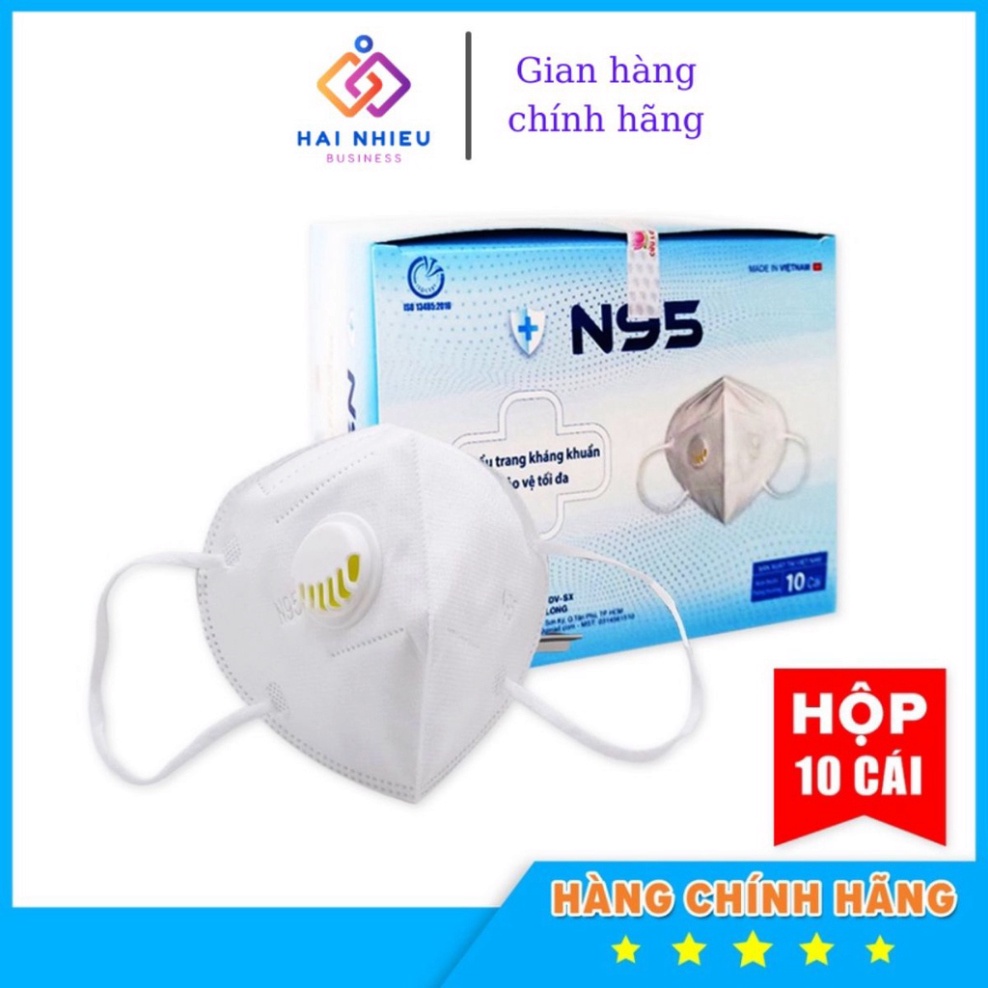 Khẩu trang y tế N95, khẩu trang kháng khuẩn ,có van thở chống bụi cao cấp, sử dụng nhiều lần hộp 10 cái N95 VAN Shop Hải