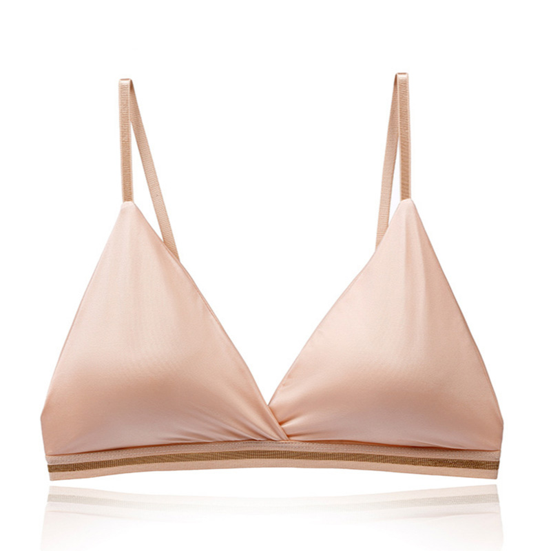 Áo ngực ZXYOUPING không gọng cúp tam giác lụa lạnh màu trơn size S-L thời trang mùa hè dành cho nữ