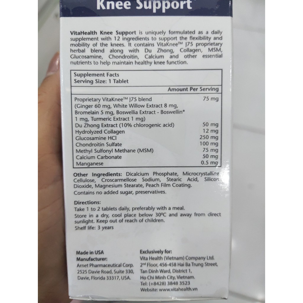 Thực Phẩm Chức Năng Viên Uống Hỗ Trợ Khớp Gối Vitahealth Knee Support - Hộp 60 Viên 0305130