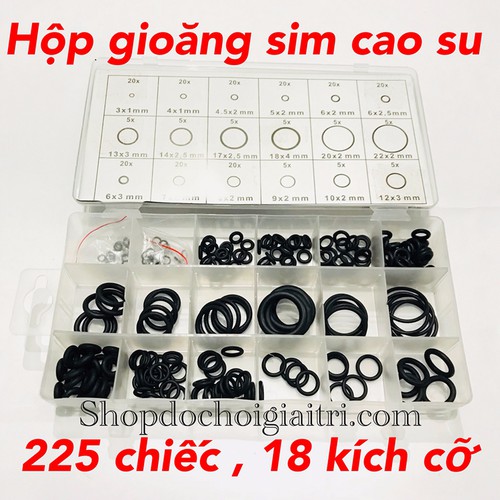 Hộp gioăng sim su thay thế 225 món _ vòng đệm cao su chịu dầu chịu nhiệt