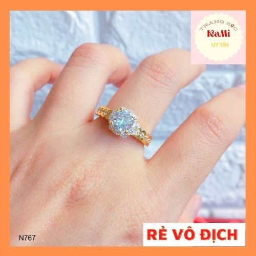 Nhẫn Kim Tiền Đá 💎𝑭𝑹𝑬𝑬𝑺𝑯𝑰𝑷 💎Nhẫn nữ đính đá bền màu thiết kế cao cấp