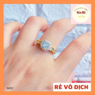 Nhẫn Kim Tiền Đá 💎𝑭𝑹𝑬𝑬𝑺𝑯𝑰𝑷 💎Nhẫn nữ đính đá bền màu thiết kế cao cấp