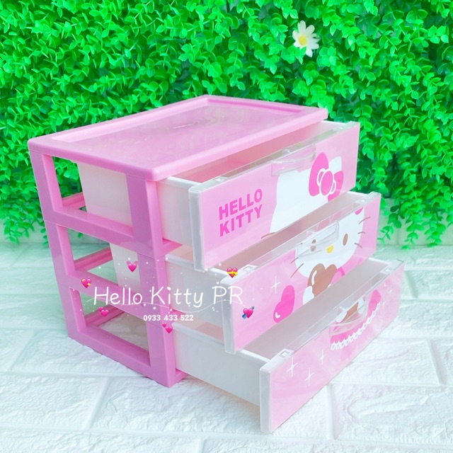 Tủ nhựa đựng trang sức, mỹ phẩm 3 tầng Hello Kitty