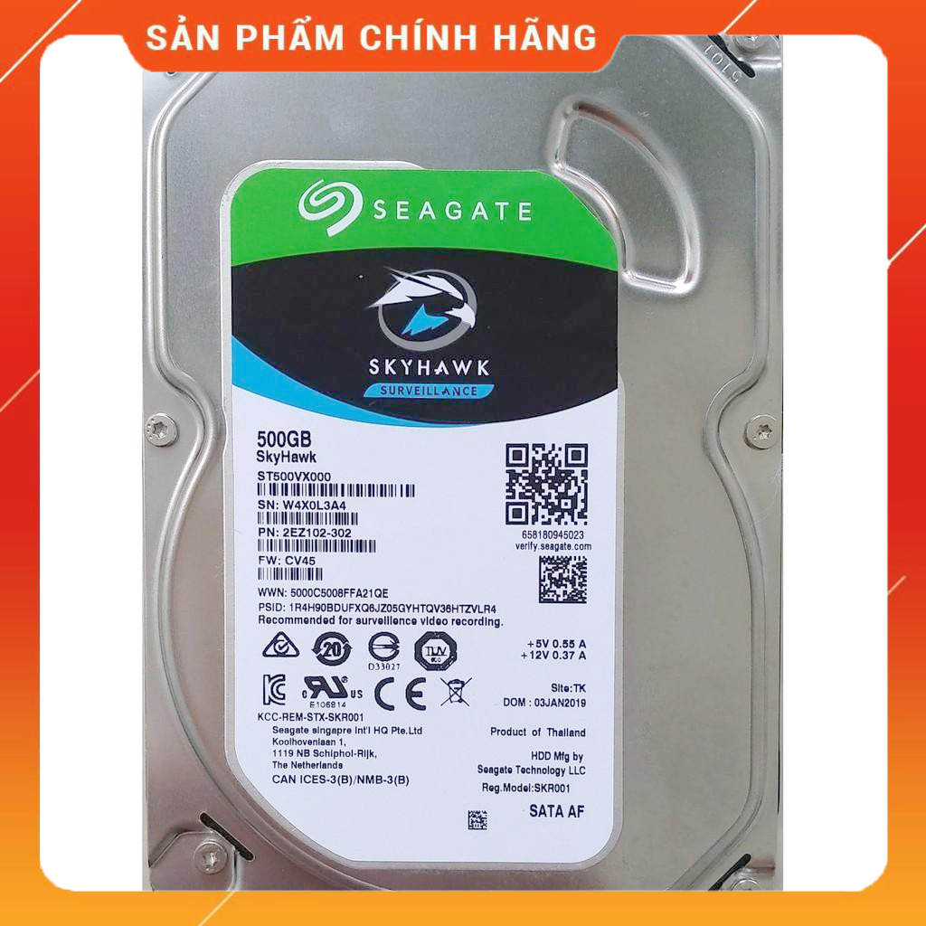 Ổ cứng HDD Seagate Skyhawk 500GB - Chuyên dụng cho camera - Bảo hành 12 tháng