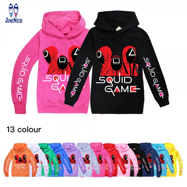 Áo khoác hoodie % cotton in hình con mực game SQUID GAME cho bé tuổi