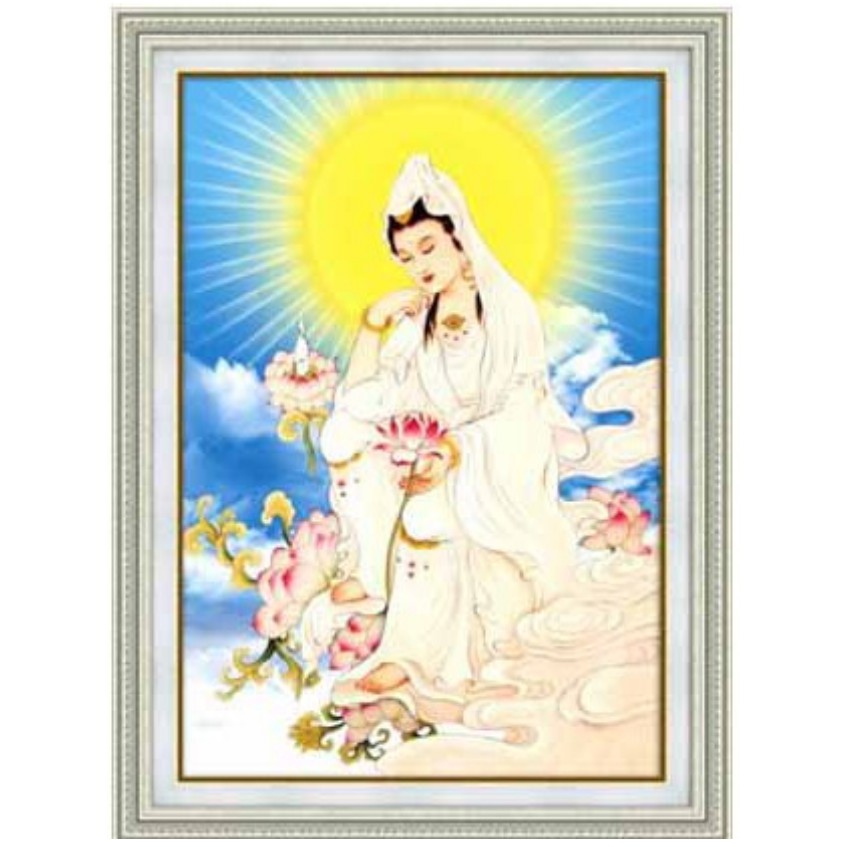 Tranh Đính Đá QUAN ÂM BỒ TÁT (ĐÁ ABC CAO CẤP). Kích Thước: 85cm x 60cm