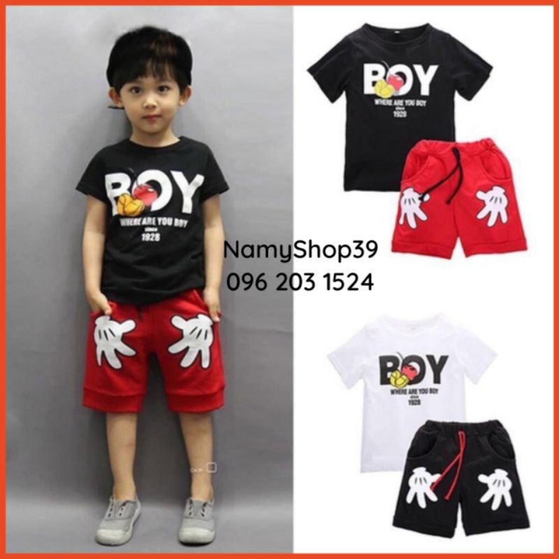 [HCM] Đồ bộ in chữ BOY cho bé trai 6-18kg, vải thun cotton 4 chiều mềm mịn xịn, vải Sài Gòn loại 1