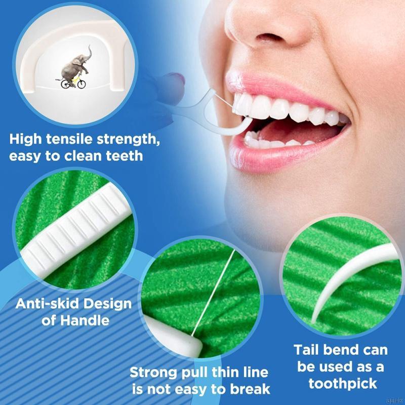 [Hàng mới về] Bộ 50 Tăm Chỉ Nha Khoa Chăm Sóc Răng Miệng Có Hộp Đựng Tiện Dụng